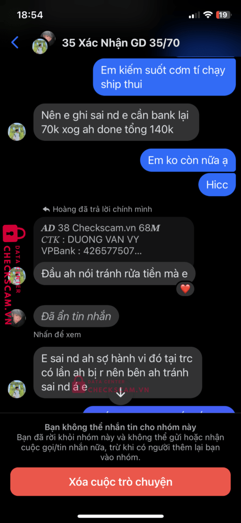 426577507 DUONG VAN VY VP Bank bị cảnh báo lừa đảo scam