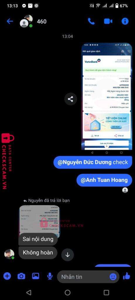 427032008 NGUYEN VAN DUC MB Bank bị cảnh báo lừa đảo scam