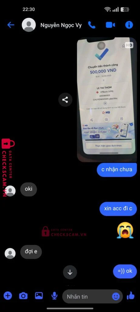 430084305 LE THI THOM VP BANK bị cảnh báo lừa đảo scam