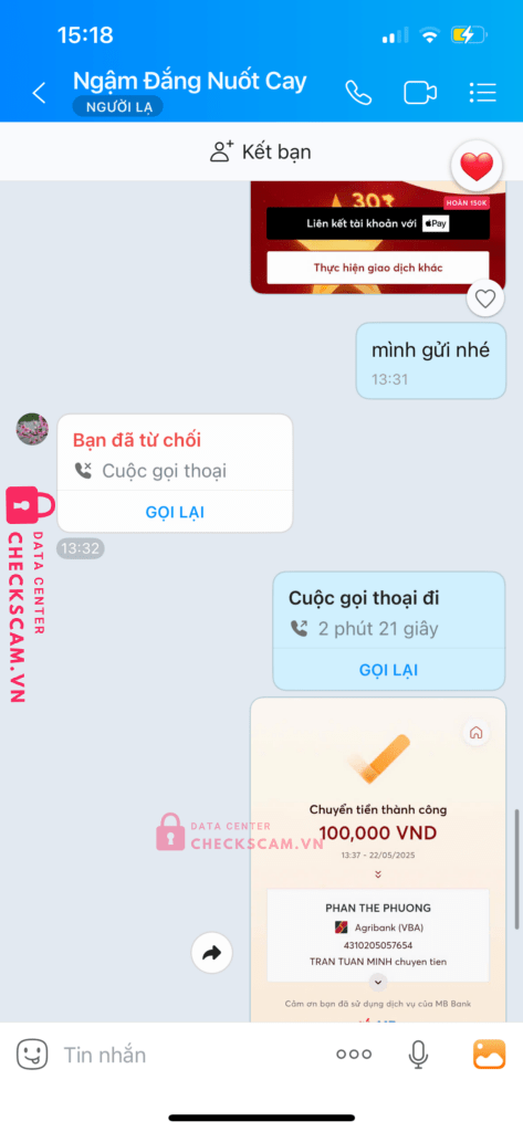 4310205057654 Phan The Phuong Agribank bị cảnh báo lừa đảo scam