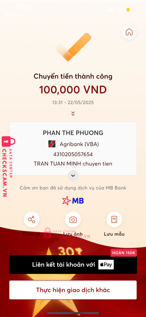 4310205057654 Phan The Phuong Agribank bị cảnh báo lừa đảo scam