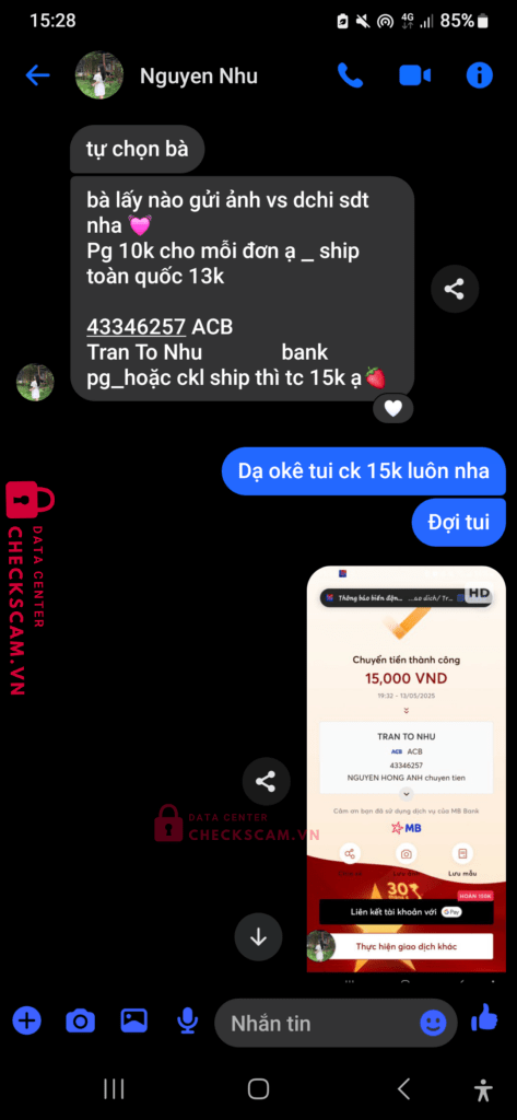 43346257 Tran To Nhu ACB bị cảnh báo lừa đảo scam
