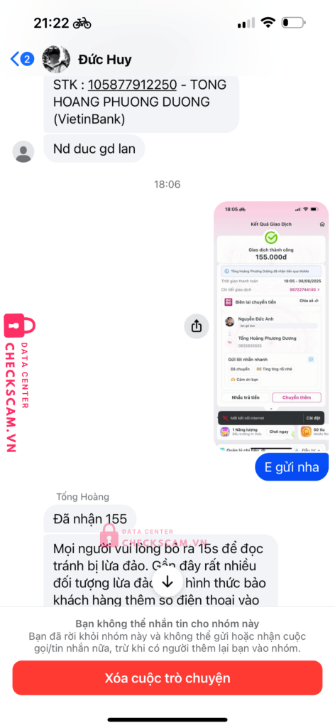 444415092004 LE VIET DUC HUY Techcombank bị cảnh báo lừa đảo scam