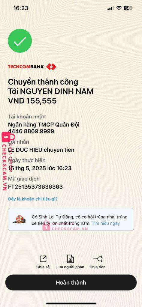 444688699999 Nguyen Dinh Nam MB bị cảnh báo lừa đảo scam