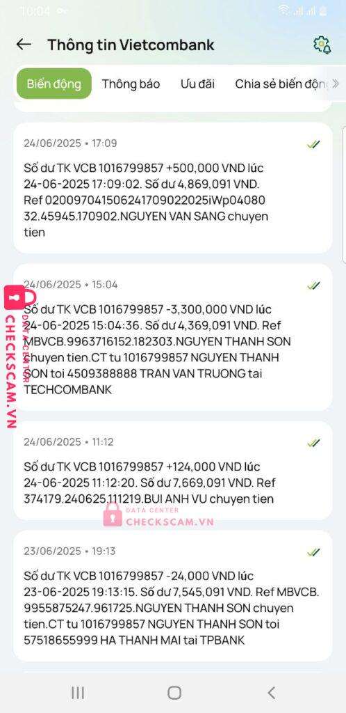 4509388888 TRAN VAN TRUONG Techcombank bị cảnh báo lừa đảo scam