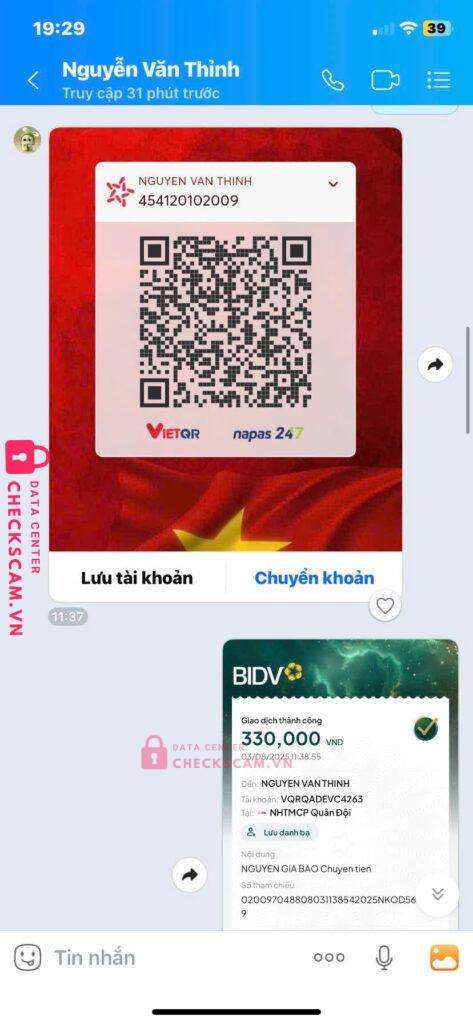 454120102009 NGUYEN VAN THINH MB bị cảnh báo lừa đảo scam