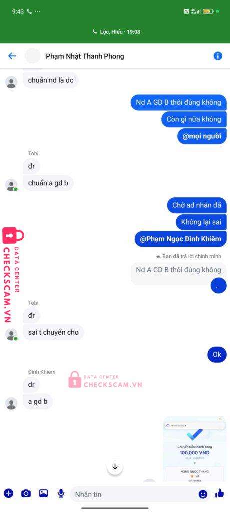 0965609385 Pham Nhat Thanh Phong MB bị cảnh báo lừa đảo scam