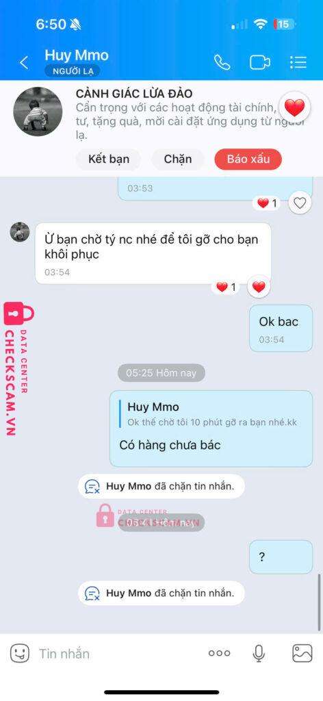 1199283865555 Hoang Quoc Huy MB bị cảnh báo lừa đảo scam