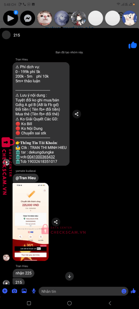 19032618351017 Tran Thi Minh Hieu Techcombank bị cảnh báo lừa đảo scam