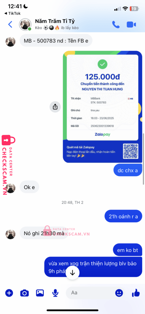 500783 NGUYEN THI TUAN HUNG MB bị cảnh báo lừa đảo scam