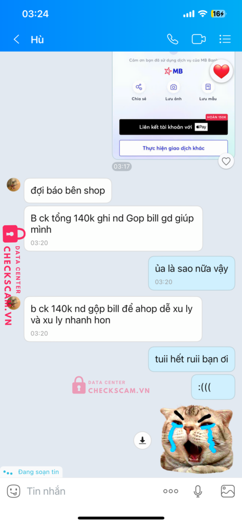 513332 DANG SANG DUNG MB bị cảnh báo lừa đảo scam
