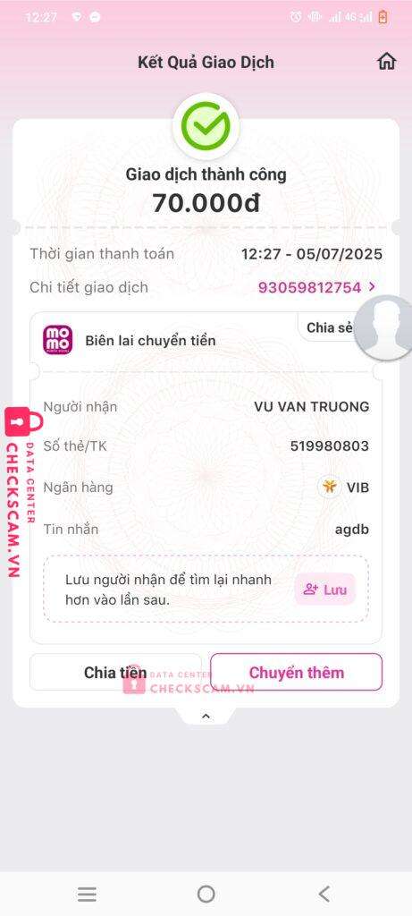 519980803 VU VAN TRUONG VIB bị cảnh báo lừa đảo scam