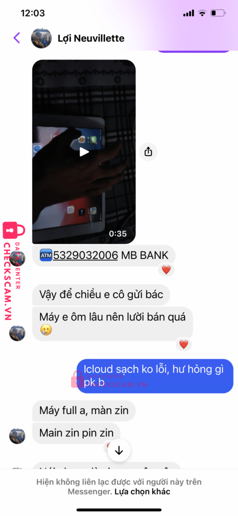 5329032006 Banh Phuoc Thanh Loi MB bị cảnh báo lừa đảo scam