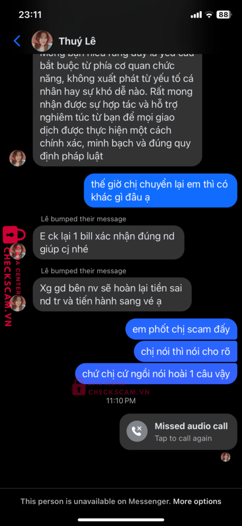 5409733480 LE THI MONG THUY VP BANK bị cảnh báo lừa đảo scam