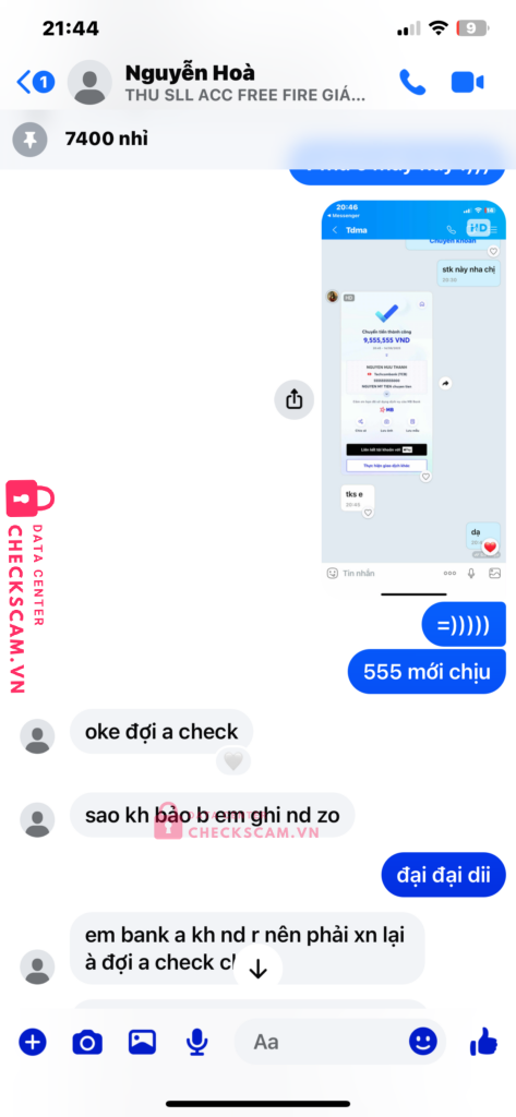 5555555555000 NGUYEN HUU THANH Techcombank bị cảnh báo lừa đảo scam