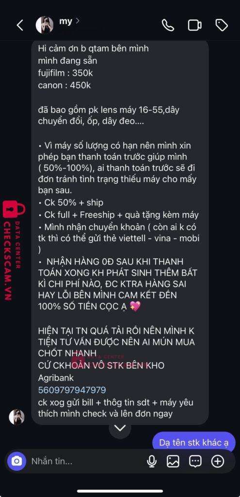 5609797947979 VO THANH DAT Agribank bị cảnh báo lừa đảo scam