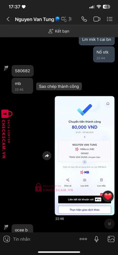 580682 Nguyen Van Tung MB bị cảnh báo lừa đảo scam