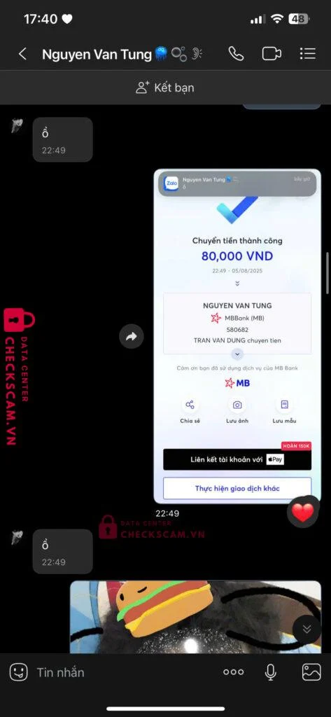 580682 Nguyen Van Tung MB bị cảnh báo lừa đảo scam