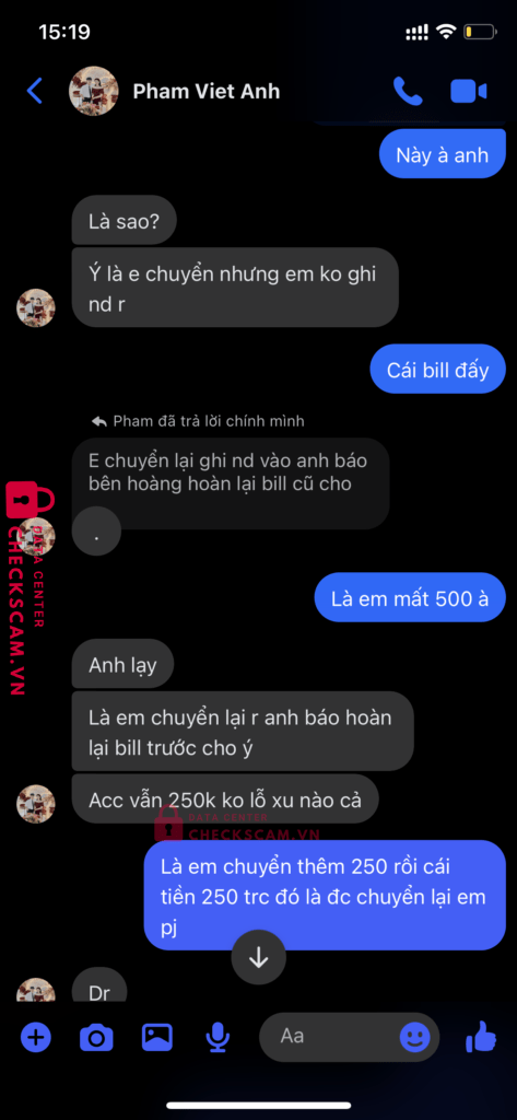 1052442717 Le Van Hoang VCB bị cảnh báo lừa đảo scam