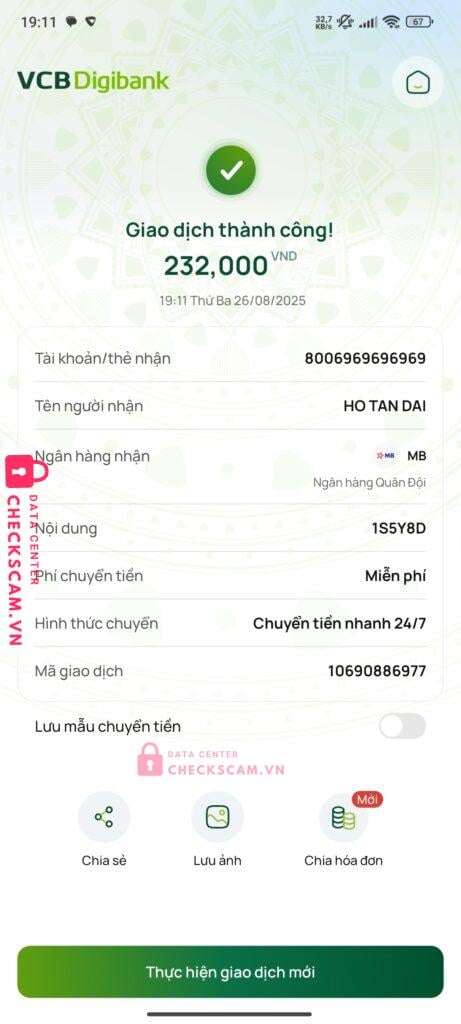 8006969696969 Ho Tan Dai MB bị cảnh báo lừa đảo scam