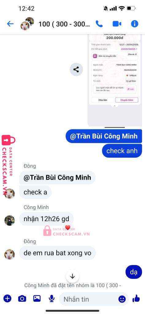 9846484649 Tran Bui Cong Minh VP BANK bị cảnh báo lừa đảo scam