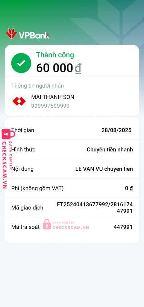 999997599999 Mai Thanh Son Techcombank bị cảnh báo lừa đảo scam