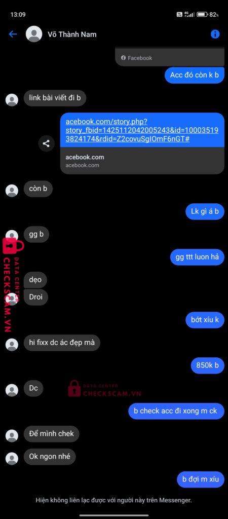 6291234569 VO THANH NAM MB bị cảnh báo lừa đảo scam