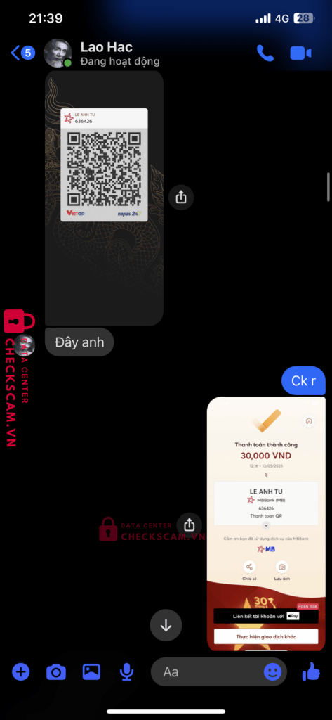 636426 Le Anh Tu MB bị cảnh báo lừa đảo scam