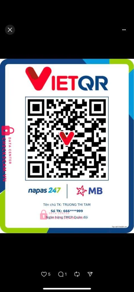 6662201999999 TRUONG THI TAM MB bị cảnh báo lừa đảo scam