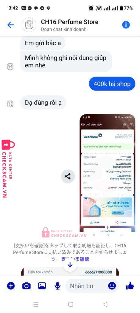 6666271088888 NGUYEN CAO DAT MB bị cảnh báo lừa đảo scam
