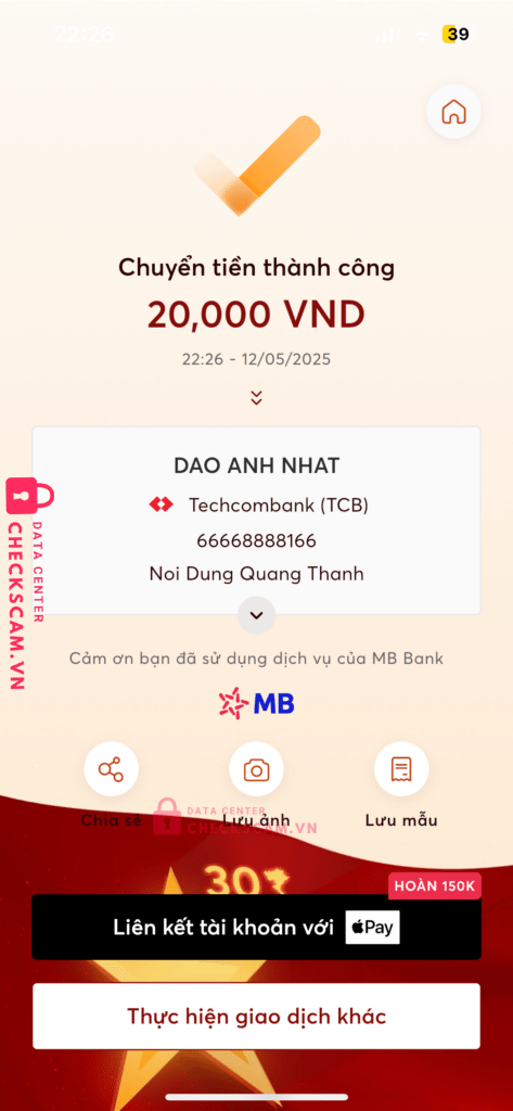 66668888166 Dao Anh Nhat Techcombank bị cảnh báo lừa đảo scam