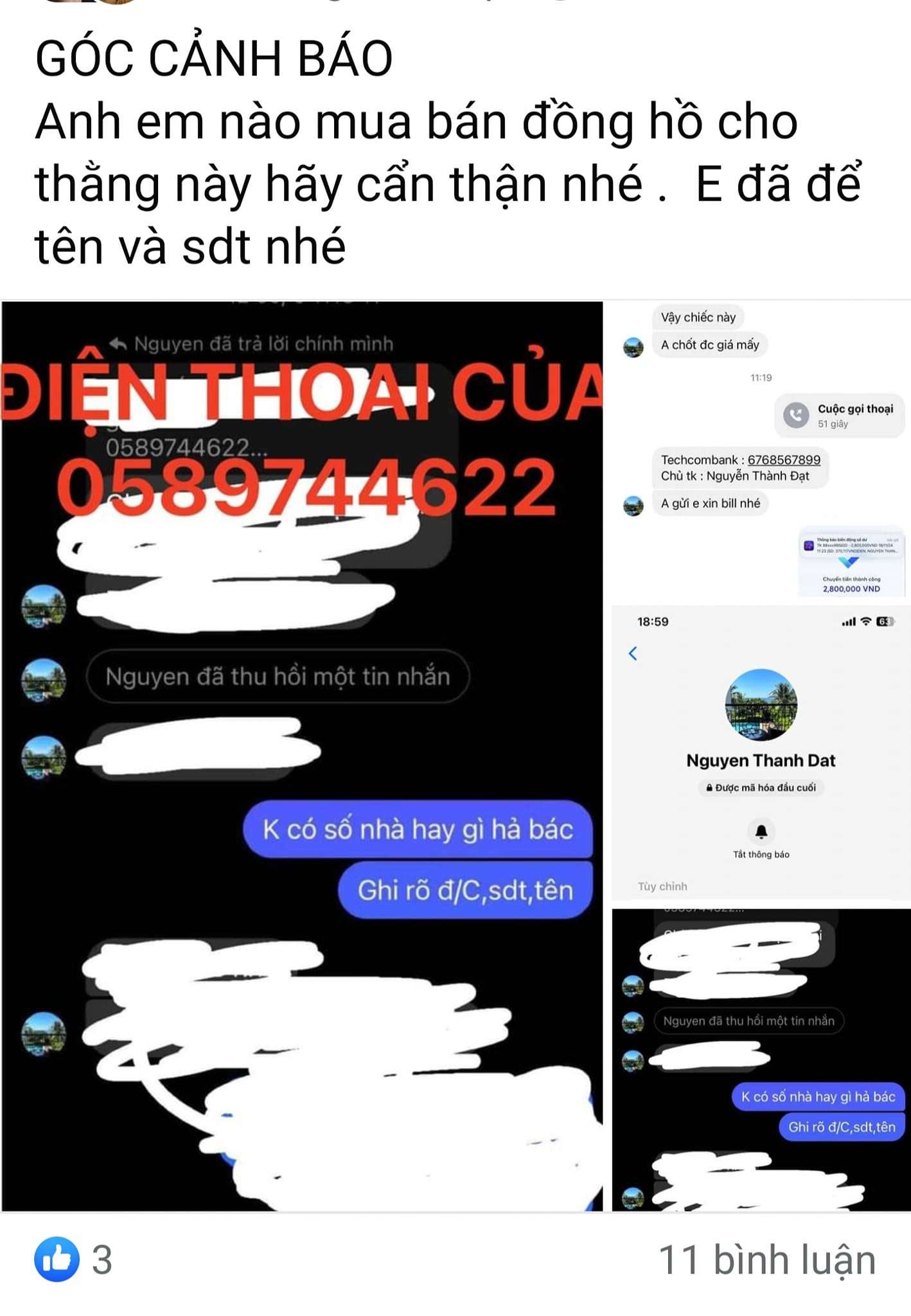 6768567899 NGUYEN THANH DAT Techcombank bị cảnh báo lừa đảo scam