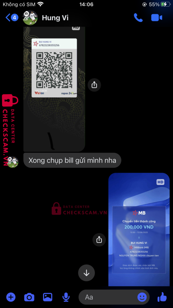 67823238355256 BUI HUNG VI MB bị cảnh báo lừa đảo scam