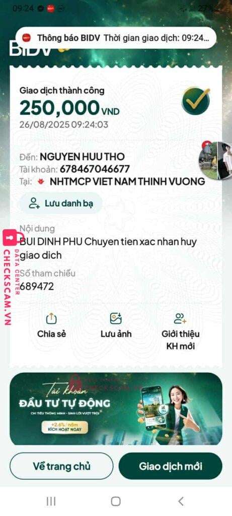 678467046677 Nguyen Huu Tho VP BANK bị cảnh báo lừa đảo scam