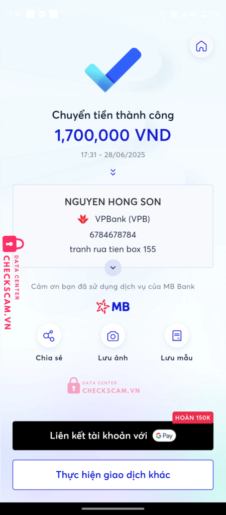 6784678784 NGUYEN HONG SON VP BANK bị cảnh báo lừa đảo scam