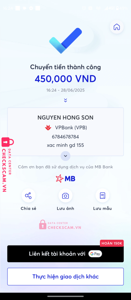 6784678784 NGUYEN HONG SON VP BANK bị cảnh báo lừa đảo scam