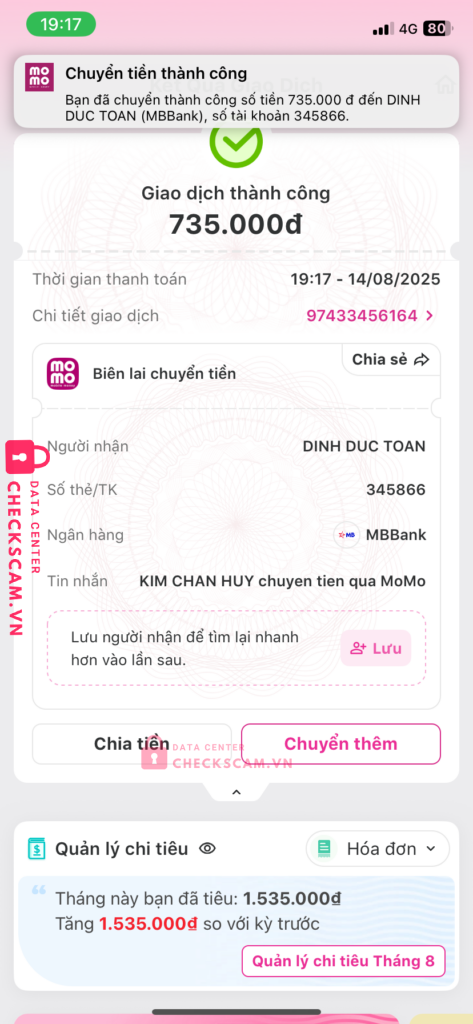 68141202383 Dinh Bien Kieu Oanh TP BANK bị cảnh báo lừa đảo scam