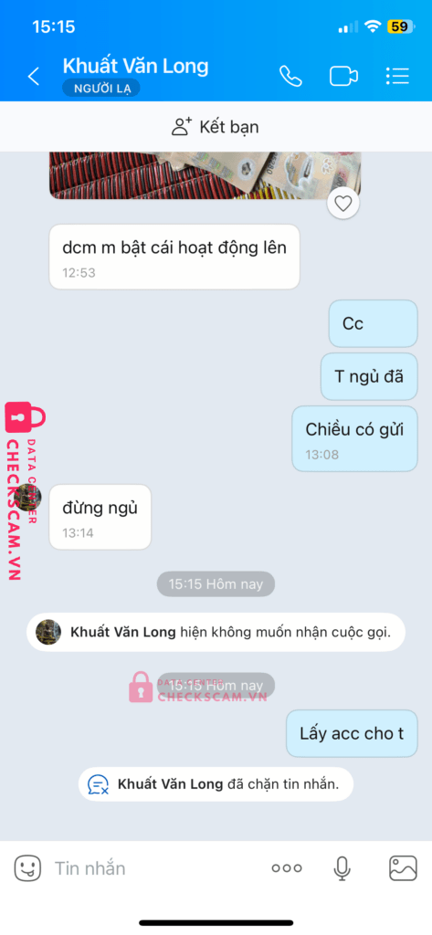 699277 KHUAT VAN LONG MB bị cảnh báo lừa đảo scam