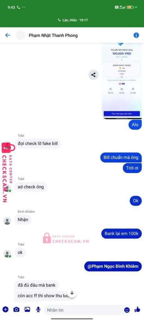 0965609385 Pham Nhat Thanh Phong MB bị cảnh báo lừa đảo scam