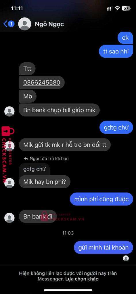 700365 VO TRUONG PHUC MB bị cảnh báo lừa đảo scam