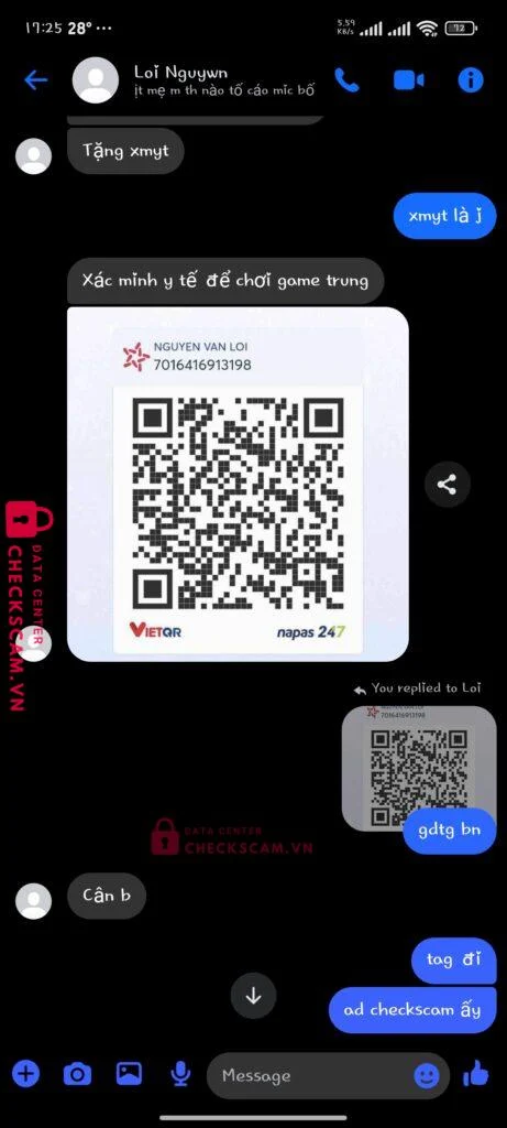 7016416913198 NGUYEN VAN LOI MB bị cảnh báo lừa đảo scam