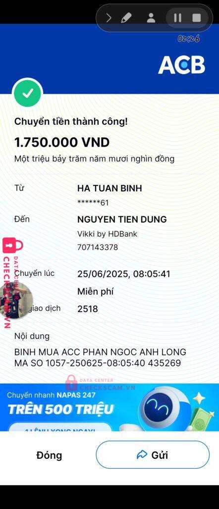 707143378 NGUYEN TIEN DUNG Vikki Bank bị cảnh báo lừa đảo scam