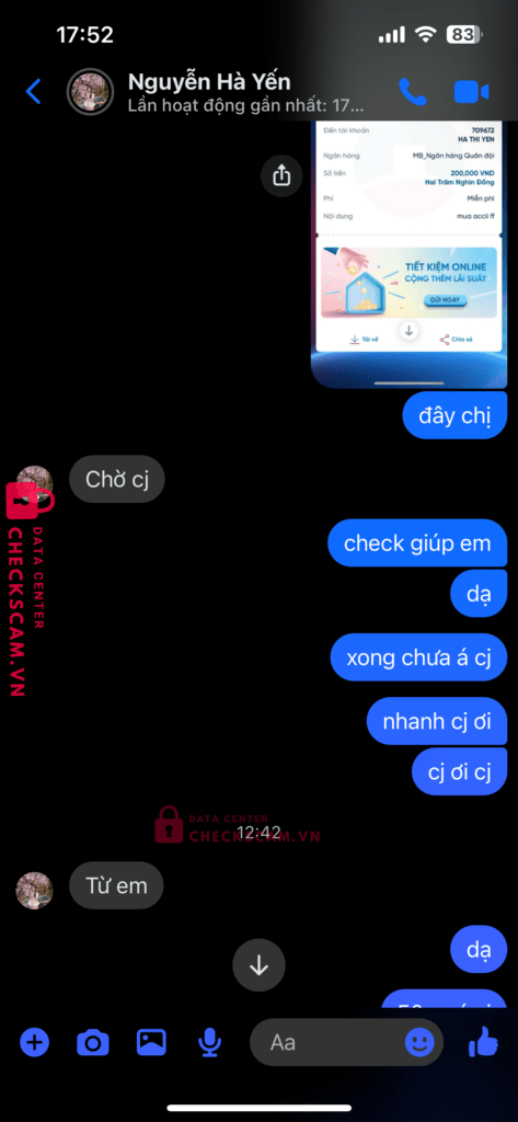 709672 Ha Thi Yen MB bị cảnh báo lừa đảo scam