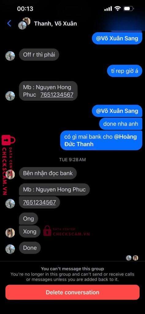 7651234567 Nguyen Hong Phuc MB bị cảnh báo lừa đảo scam