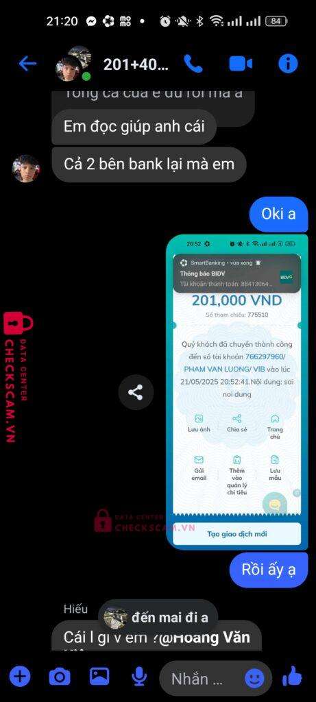 766297960 Pham Van Luong VIB bị cảnh báo lừa đảo scam