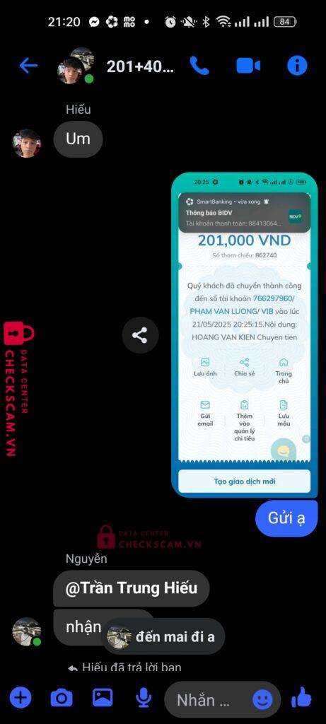 766297960 Pham Van Luong VIB bị cảnh báo lừa đảo scam