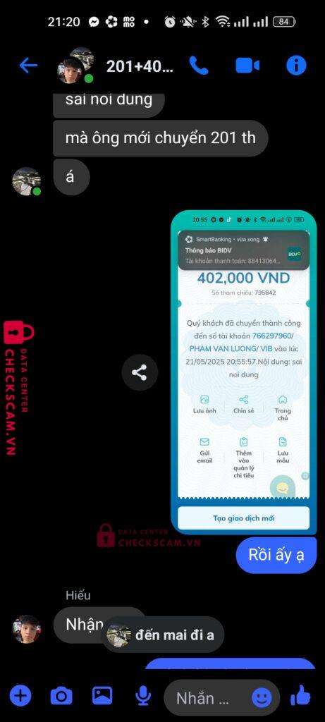 766297960 Pham Van Luong VIB bị cảnh báo lừa đảo scam