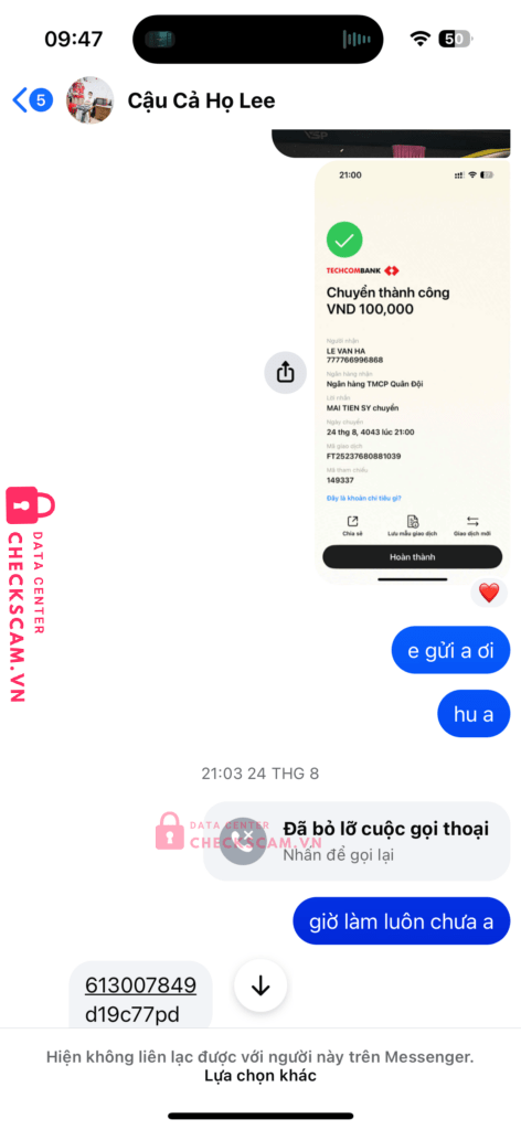 777766996868 Le Van Ha MB bị cảnh báo lừa đảo scam