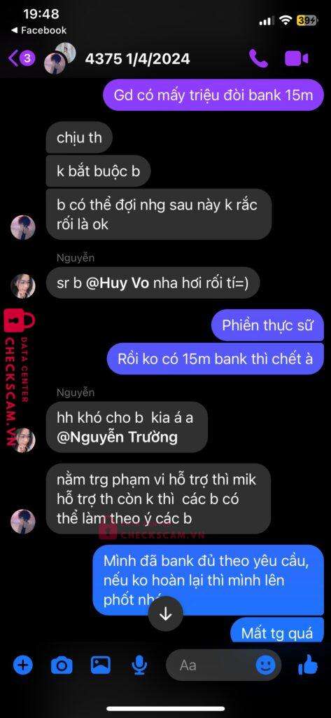 77779097777 HUYNH CHI TRUNG MB bị cảnh báo lừa đảo scam