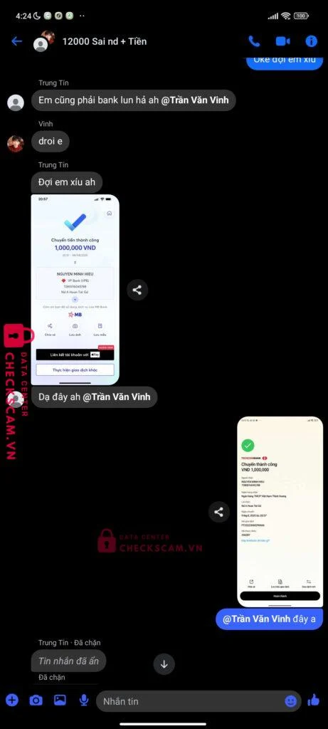 780016045788 NGUYEN MINH HIEU VP Bank bị cảnh báo lừa đảo scam